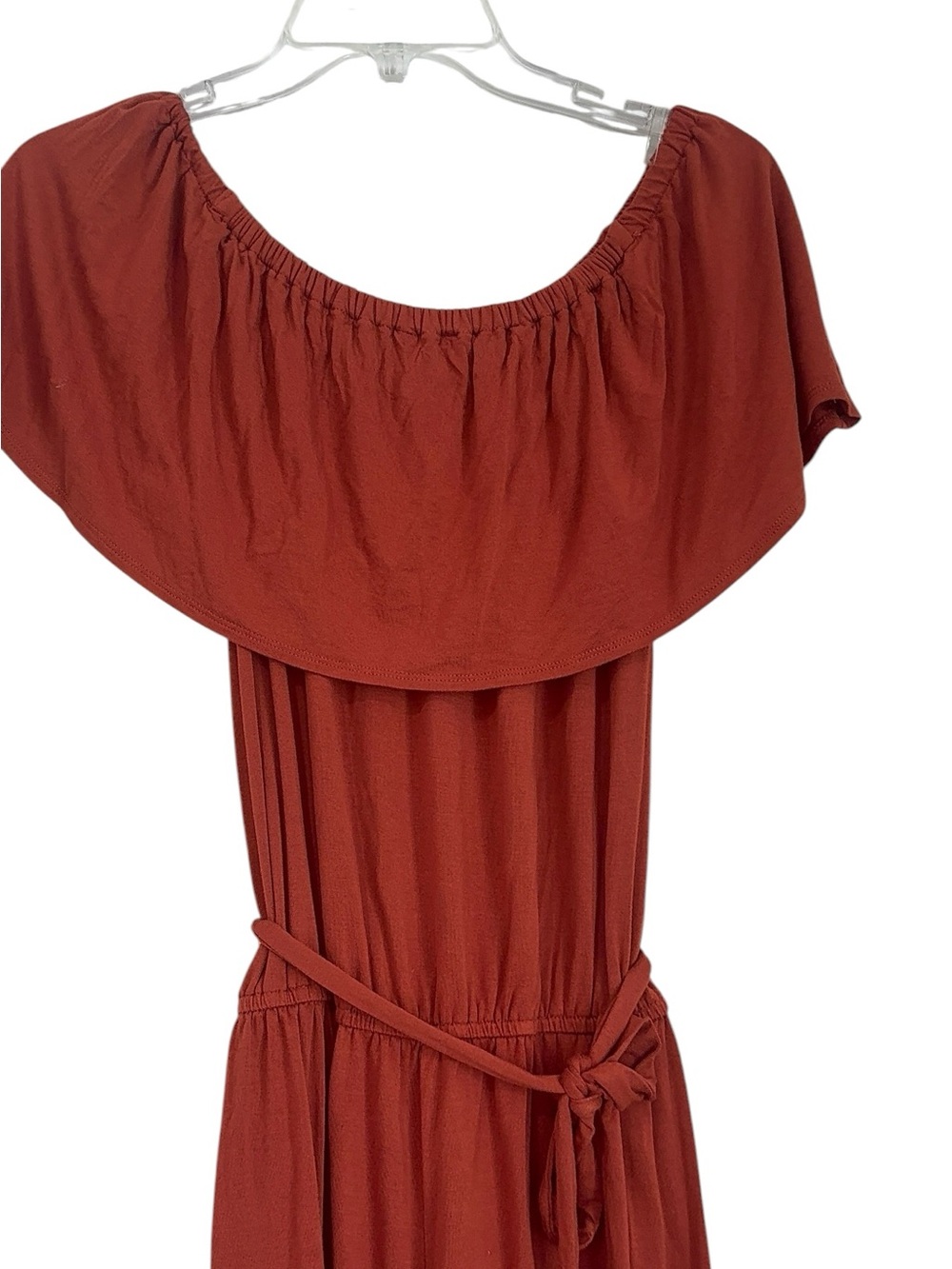 EST 1946 Terracotta Ruffle Off-The-Shoulder Romper - Boho Chic - Picture 8 of 11